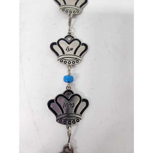Vintage Hamsa Hand Wall Decor Metal With Crown And Beads Hanging Hebrew Judaic - Picture 5 of 6